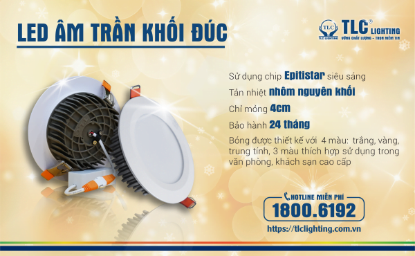 Đèn âm trần khối đúc 7w