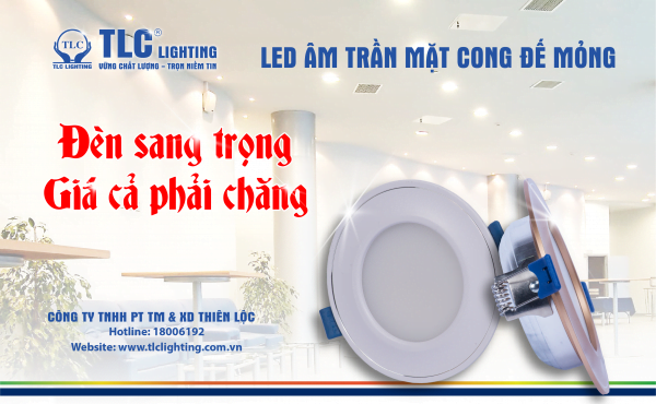 Đèn âm trần mặt cong đế mỏng