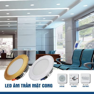 Các mẫu đèn LED âm trần cho phòng khách, phòng ngủ