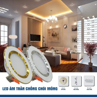 Các mẫu đèn LED âm trần cho phòng khách, phòng ngủ