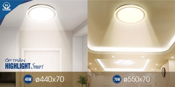 Đèn LED ốp trần điều khiển với 5 chế độ màu ánh sáng